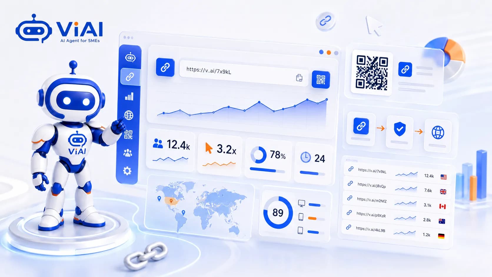 ViAI Short Link Tạo link rút gọn có brand + thống kê click — phục vụ campaign marketing