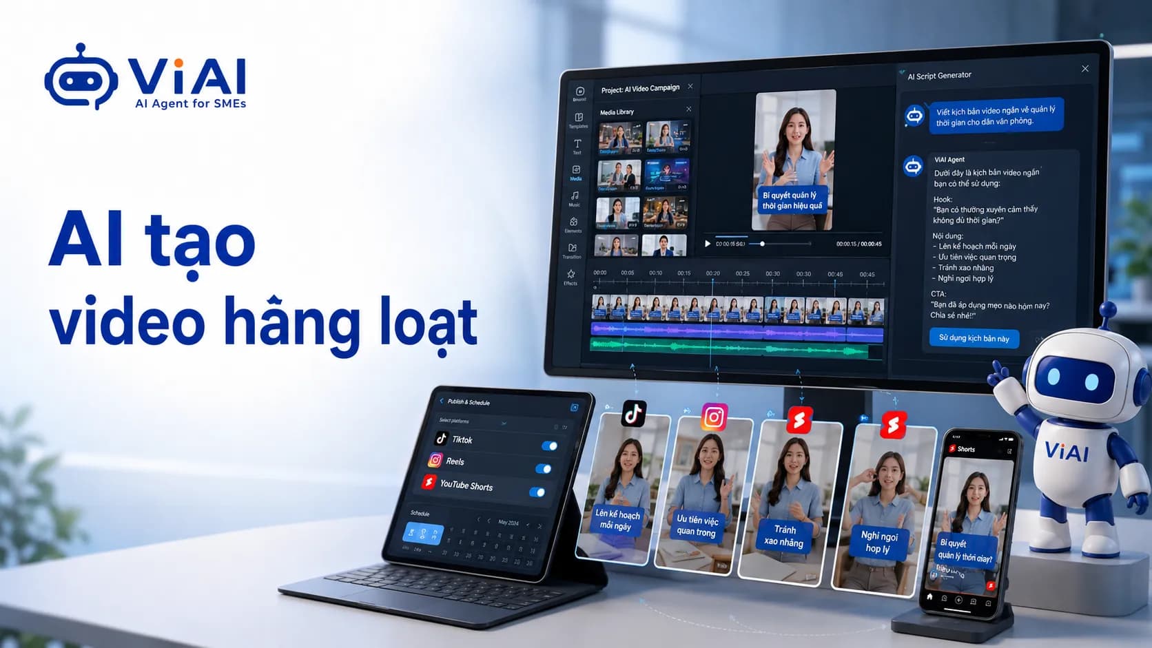 AI tạo video hàng loạt Workflow cho SME với ViAI Video
